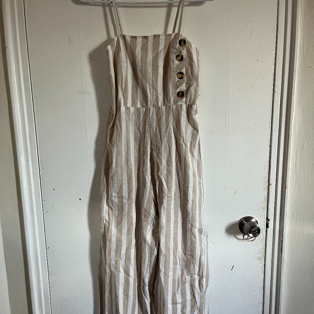 Petite Striped Beige Romper